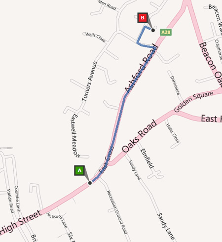 Walking map from Tenterden High Street